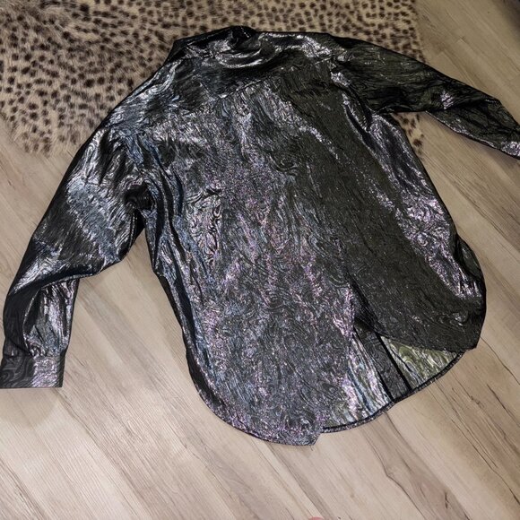 Vintage Silver Metallic Paisley Motif Blouse - Picture 4 of 9